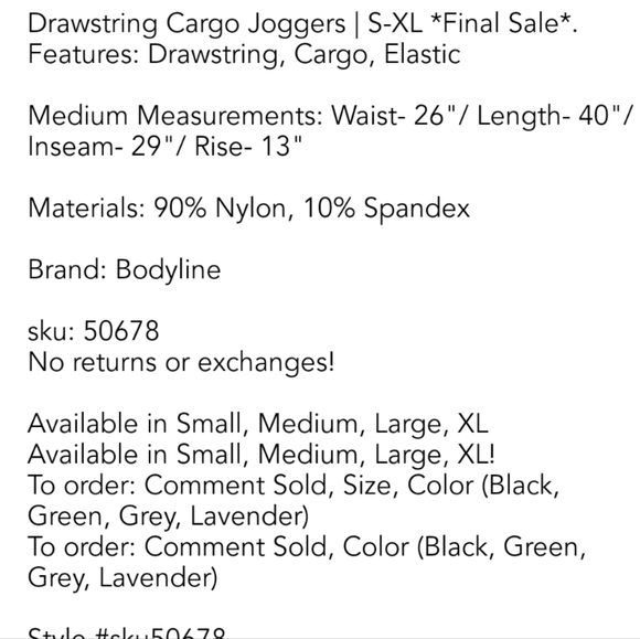 NWOT Boutique Cargo Drawstring Joggers, size XL - Picture 2 of 6